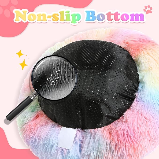 JOLLYVOGUE Dog Beds, Calming Small Dog Bed, Anti-Anxiety Dog Bed for Small Dogs, Fluffy Donut Dog Bed, Cozy Dog Cat Cushion Bed for Small Medium Dogs (24")