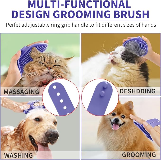 Comotech 3PCS Dog Bath Kit | 5-1 Dog Shampoo and Conditioner | Dog Bath Brush | Dog Scrubber for Bath | Amino Acid Formula (Natural Coconut Oil) Suitable for Puppies and All Pets with Hair - 17oz