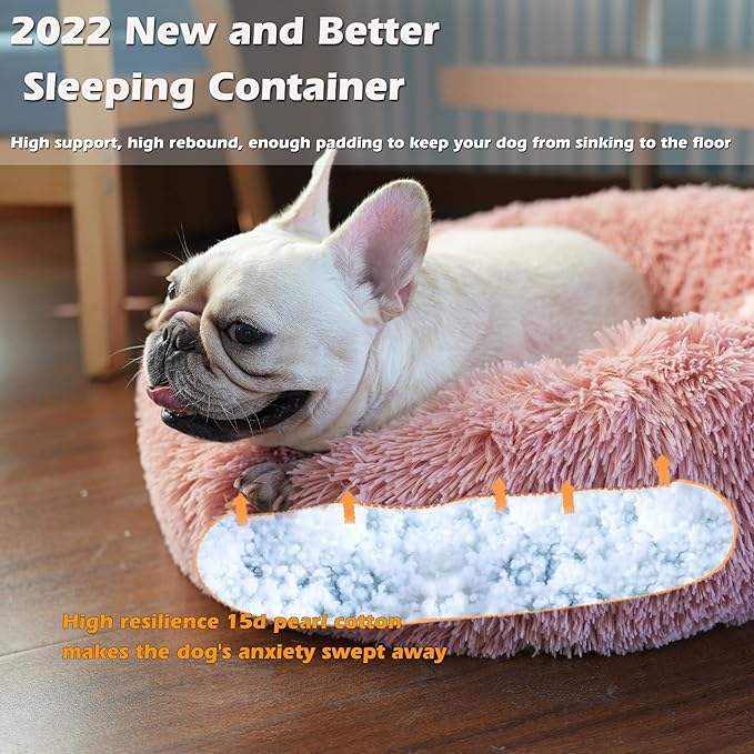 Puppy Beds for Small Dogs Washable 23 Inches Deep Sleep Calming Pink Cute Dog Bed for Girls Chihuahua Bed for Pet Dog Beds Fits up to 20 lbs Pets Beds Machine Washable Dog Bed.