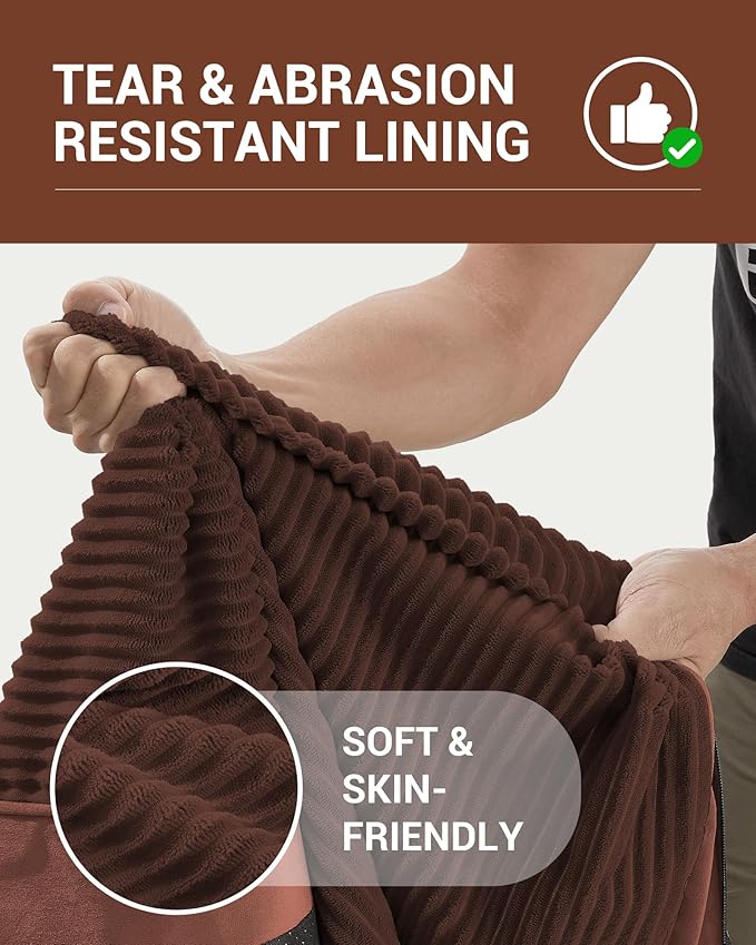 OhGeni 35 Inch Orthopedic Waterproof & Machine Washable Dog Bed with Egg Crate Foam Support, Non-Slip Bottom and Removable Pet Bed Cover for Extra Large, Large, Medium, Small Dogs (Brown)