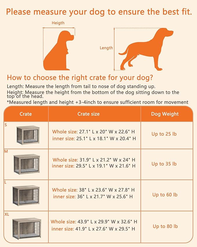 Piskyet Dog Crate Furniture with Cushion,Heavy-Duty Reinforced Metal Mesh,44" Wooden Dog Crate End Table with Double Doors,Indoor Dog Kennel,Dog Cage Side Table for Large Breed,Grey