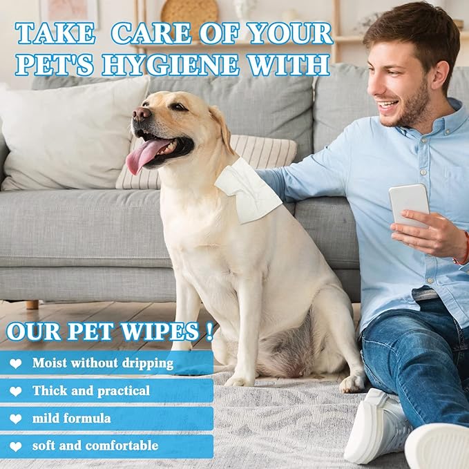 Treela 10 Packs of 800 Dog Wipes Pet Wipes Cat Grooming Supplies for Paws, Butt, Ear, Skin, Eye, Body Cleaning Bath Stain Odor Remover, Home or Travel Use(Unscented)