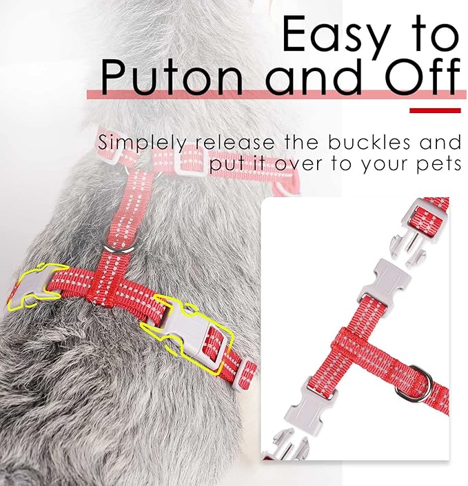 ThinkPet Harness and Leash Set Reflective Breathable Soft Air Mesh No Pull Puppy Choke Free Over Head Vest Ventilation Harness with Leash for Puppy Small Medium Dogs and Cats