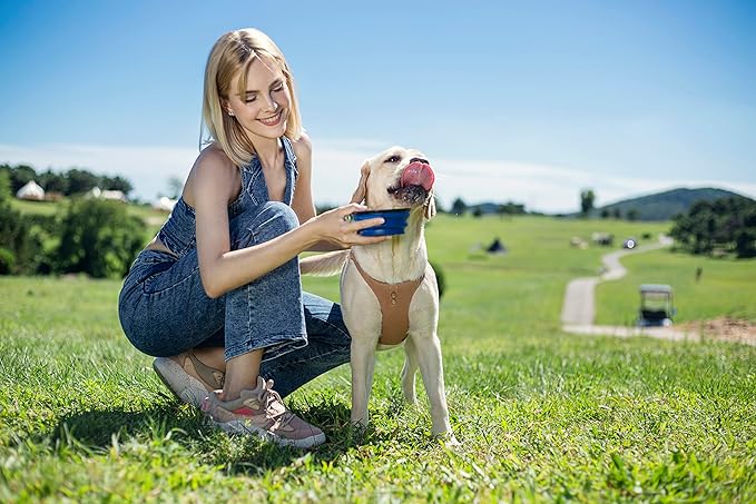 Puppytie Dog Harness with Multi-Functional Leash, No-Pull No-Choke Escape-Proof Dog Vest, Soft Breathable Step-in Pet Harness, Lightweight Comfortable for Medium Dogs, Denim Khaki Button-M (17-35lb)