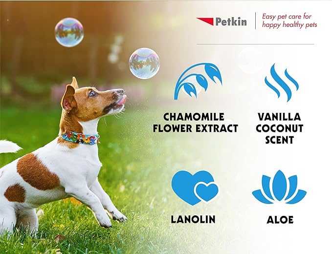 Petkin Dog Sunscreen Sunwipes (2-Pack) - Sunscreen for Dogs, SPF 15 - Simply Wipe on Anytime for Instant Sun Protection - Includes 20 Jumbo Size Wipes, Vanilla Coconut Scent - Ideal for Home or Travel