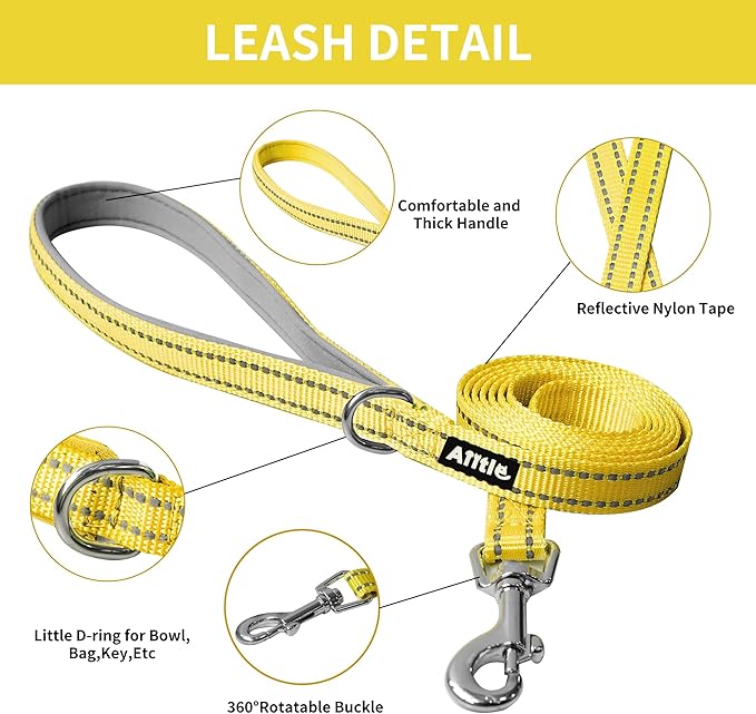 AIITLE Easy Walk Dog Harness and Leash Set - Pet Supply No Pull, Step in Adjustable Dog Harness with Padded Vest for Spring, Dog Harness No Choke Over, Easy to Put on Medium Dogs Yellow L