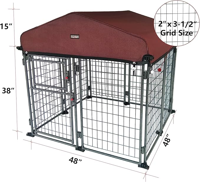 Neocraft My Pet Companion Dog Kennel with Roof Cover (4.5’) - Weather Resistant / Covered / Heavy Duty / Outdoor / Winter Welded Wire Pet Kennel for Medium Sized Dogs - Easy to Assemble