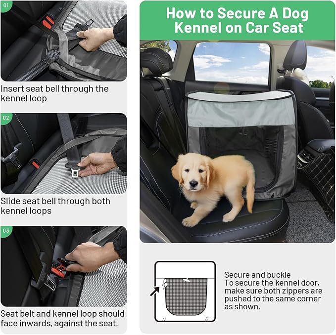 Portable Travel Dog Crate Pop Up Soft Dog Kennel Collapsible Travel Dog Cat Enclosure Indoor Outdoor Large Foldable Crate for Pets(Little Gray and Dark Gray-Medium)