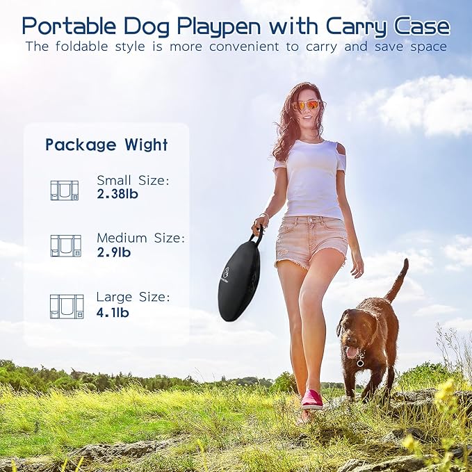44x34x24 Inches Dog Playpen,Pet Playpen,Foldable Puppy Cat Playpen,Portable Exercise Kennel Tent Crate,Water-Resistant Breathable Shade Cover,Indoor Outdoor Travel Camping Use for Small Animals(L)