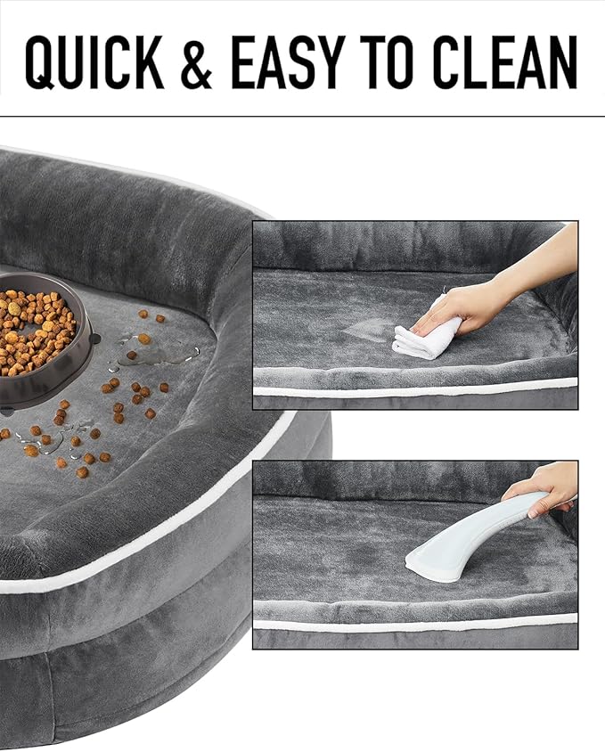 OhGeni Orthopedic Dog Bed for Extra Extra Large Dogs, Dog Couch Design with Egg Foam Support, Removable, Machine Washable Plush Cover and Non-Slip Bottom with Four Sided Bolster Cushion (Gray)