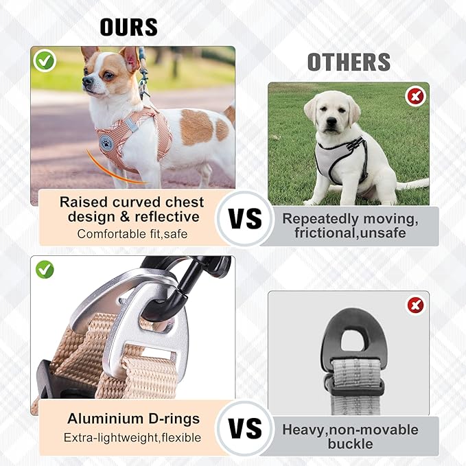 BEAUTYZOO Harness & Leash Set for Small Dogs, No Pull Step-in Harness for Puppy Medium Dogs and Cats, Air Mesh Adjustable Breathable Soft No Chock Escape Proof ,XS (Chest: 13.5-15 IN)*Including Leash