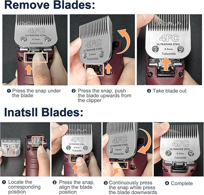 4FC Clipper Blades Pet Grooming Clipper Replacement Blades Detachable Blade Compatible with andis/wahl/Oster Dog Clippers