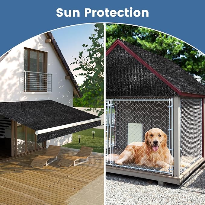 Knitted Shade Cloth 10ft x 10ft 85% Sunblock Kennel Shade Cover with Grommets Black (Excludes Kennel) - PS1010BLKX1