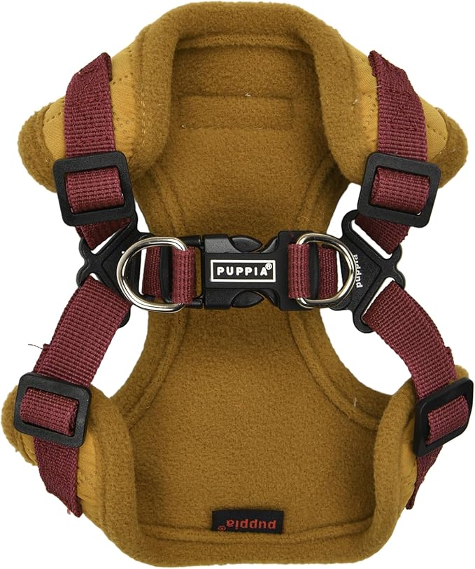 Puppia Irvin Comfort Dog Harness Step-in Warm Winter Diamond Pattern Adjustable Neck and Chest for Small and Medium Dog, Mustard, Medium
