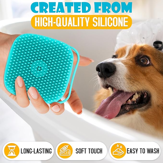 2Pcs Dog Bath Brush Scrubber - Dog Bath Brush with Soap Dispenser Dog Soap Scrubber Pet Bath Brush Pet Shampoo Brush for Dogs Bath - Dog Shampoo Brush