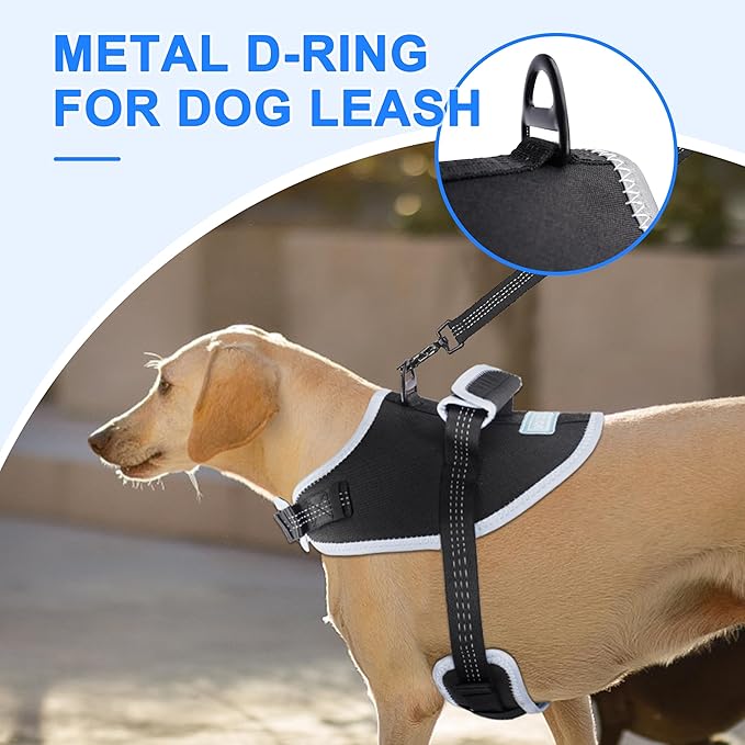 Reflective Tactical Vest Harness, Heavy-Duty for Large Dogs, Adjustable with Handle, Ideal for Training, Hunting, Walking - Black, XL.