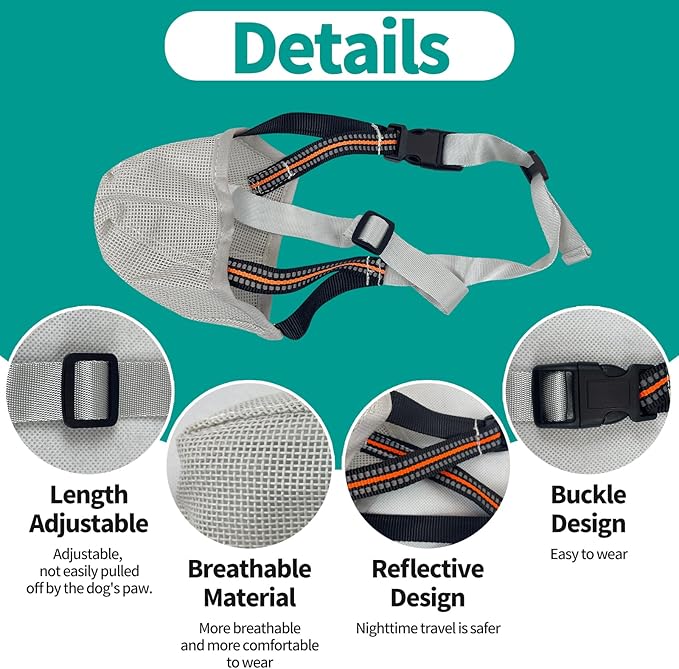 Dog Muzzle - Soft Mesh Muzzle for Small Medium Large Dogs Labrador German Shepherd - Adjustable Puppy Muzzles for Scavenging Biting Licking and Chewing - Allows Panting and Drinking (GreyM)