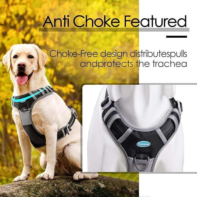 ThinkPet No Pull Harness Breathable Sport Vest with Handle-Dog Harnesses Reflective Adjustable for Medium Large Dogs