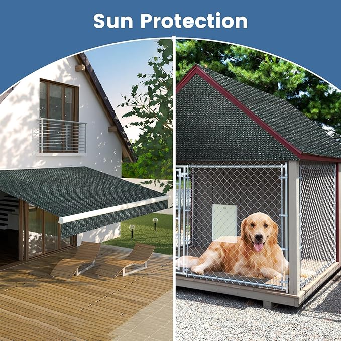 Knitted Shade Cloth 6ft x 12ft 85% Sunblock Kennel Shade Cover with Grommets Green (Excludes Kennel) - PS0612GRNX1