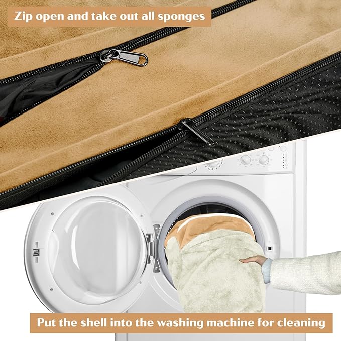 Large Dog Beds Waterproof, Orthopedic Dog Beds for Large Sized Dogs, Comfy Pet Bed Sofa with Washable Removable Cover & Non-Slip Bottom(Large,Khaki)