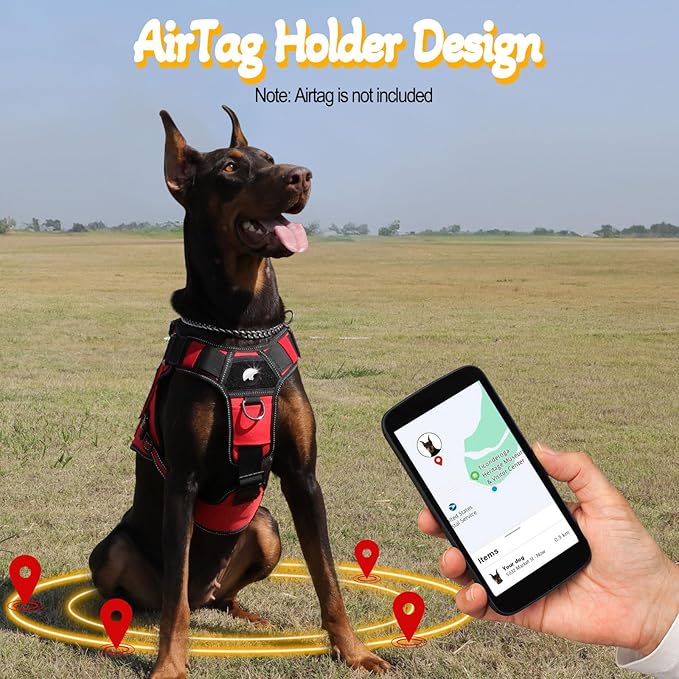 Tactical Dog Harness - HEYCAHVA Service Dog Vest Full Metal Buckles Dog Vest for Medium Large Dog Reflective No Pull Dog Harnesses Vest with Leather Handle, Hook & Loop for Hiking Training (Red, M)