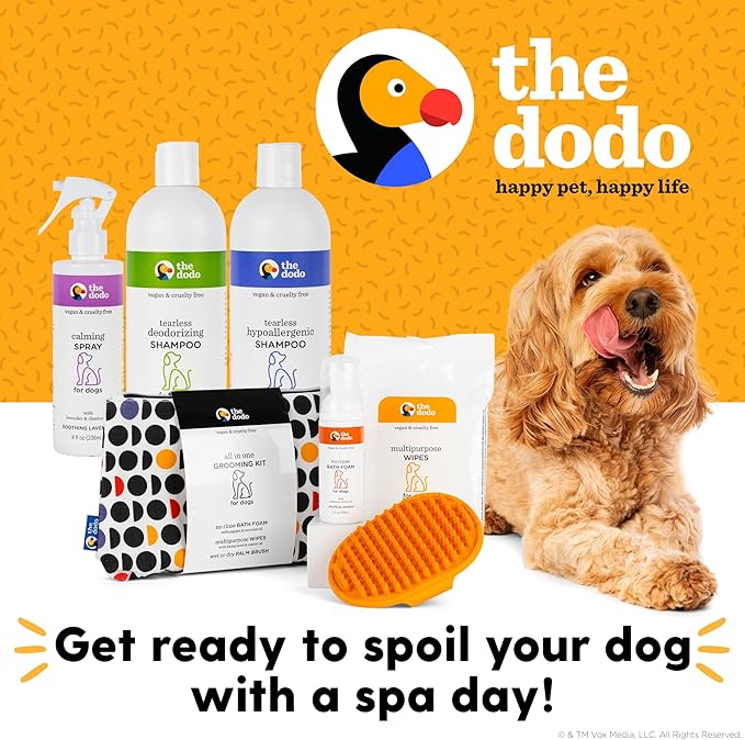 The Dodo Multipurpose Wipes for Dogs, Sweet Vanilla Almond with Hemp Seed and Castor Oil; Easy Wipes for Dogs, Waterless Grooming Supplies