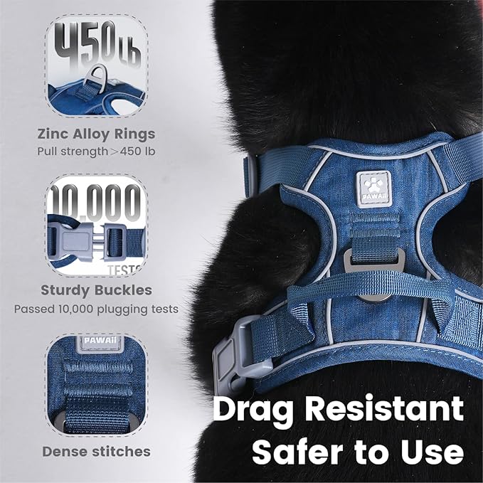 Pawaii Dog Harness for Small Dogs, Dog Harness with Pet ID Tag, No Choke Dog Harness, Adjustable Soft Padded Pet Vest with Easy Control Handle