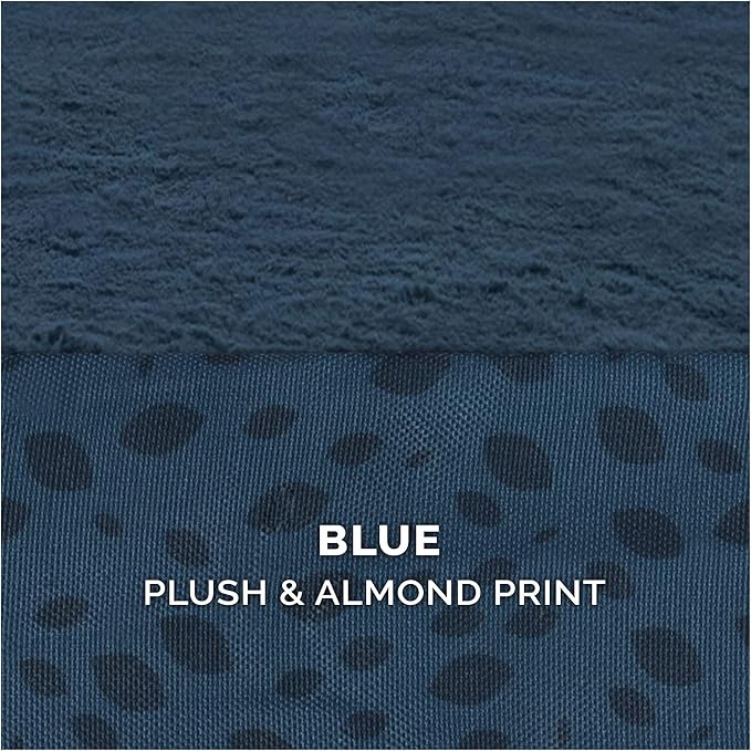 Furhaven Orthopedic Dog Bed for Large Dogs w/ Removable Bolsters & Washable Cover, For Dogs Up to 95 lbs - Plush & Almond Print L Shaped Chaise - Blue Almonds, Jumbo/XL