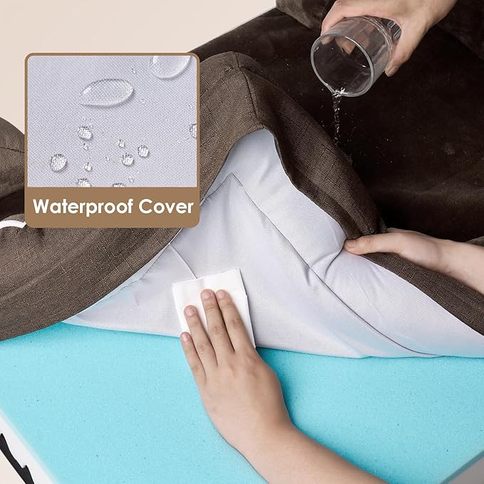 EHEYCIGA Orthopedic Dog Beds for Large Dogs, Waterproof Memory Foam Large Dog Bed with Sides, Non-Slip Bottom and Egg-Crate Foam Large Dog Couch Bed with Washable Removable Cover, Brown