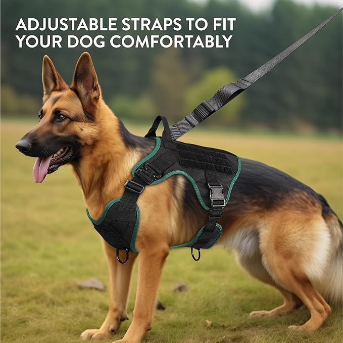 Navaris Tactical Dog Harness and Vest Set - Strong & Adjustable Fit with Metal D Ring, Front Buckles, and Handle - for Military Service Training or Assistance Dogs - Extra Large