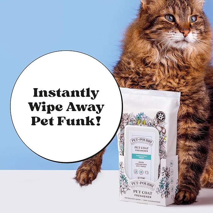 Pet-Pourri Pawsitively Fresh Deodorizing Pet Wipes – Quick Cleaning Wipes for Dogs & Cats – Plant Based Ingredients – Vet Recommended – Cleaner Odor Remover Wipes for Paw, Fur & Skin Soothing