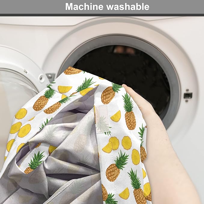 Lunarable Pineapple Dog Crate Cover, Sliced in Half Ananas Exotic Fruit Rhythmic Retro Look Print, Easy to Use Pet Kennel Cover for Medium Large Dogs, 42 Inch, Mustard Fern Green