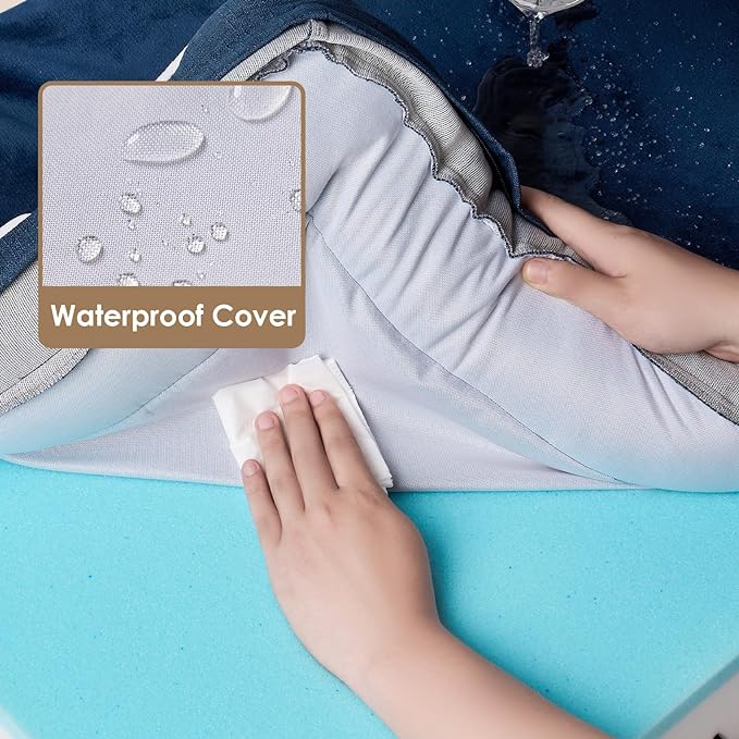 EHEYCIGA Egg-Crate Memory Foam Dog Bed, Waterproof, Navy, Large 41 x 27 x 6.5 inches, 100 lbs Capacity