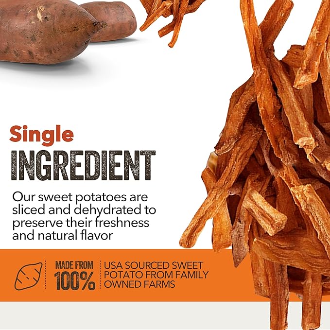Gaines Family Farmstead Sweet Potato Dog Treats, All Natural Fries, Soft Chews for Dogs, All Ages & Breeds, Nutrient-Rich, Rawhide Alternativem, Dog Training & Rewards, 8 Oz. Bag