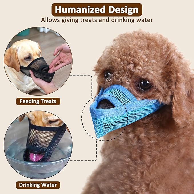 Crazy Felix Nylon Dog Muzzle for Small Medium Large Dogs, Air Mesh Breathable and Drinkable Pet Muzzle for Anti-Biting Anti-Barking Licking (XXS, Blue)