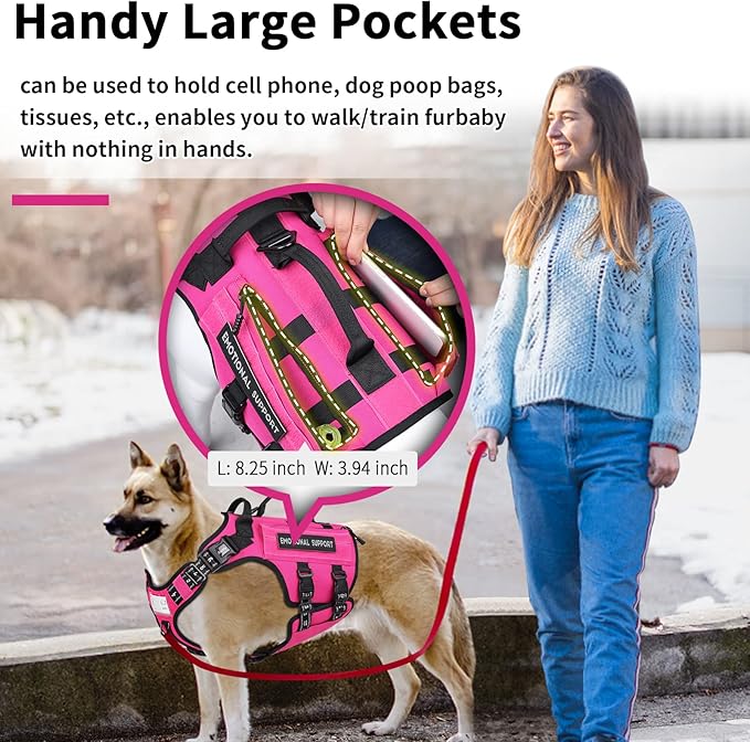 Kastty Dog Harness Premium Quality - Tactical Dog Harness for Medium Large Dogs No Pull - Reflective Service Dog Harness with Pockets - Adjustable& Comfortable Dog Harness for Training or Walking