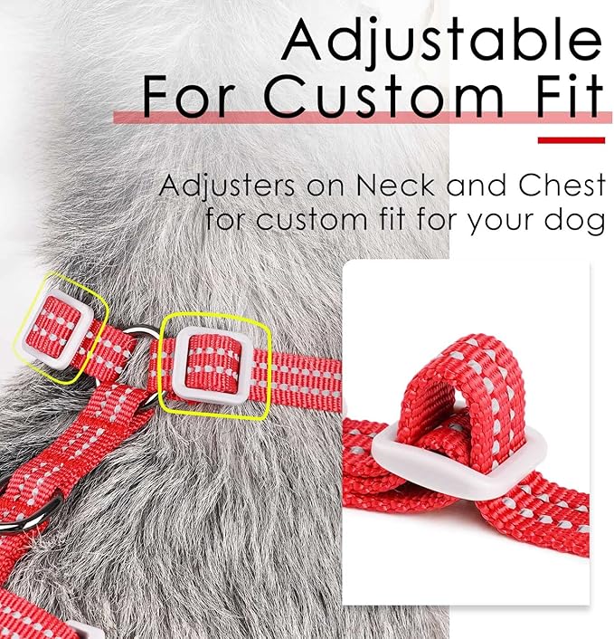 ThinkPet Harness and Leash Set Reflective Breathable Soft Air Mesh No Pull Puppy Choke Free Over Head Vest Ventilation Harness with Leash for Puppy Small Medium Dogs and Cats