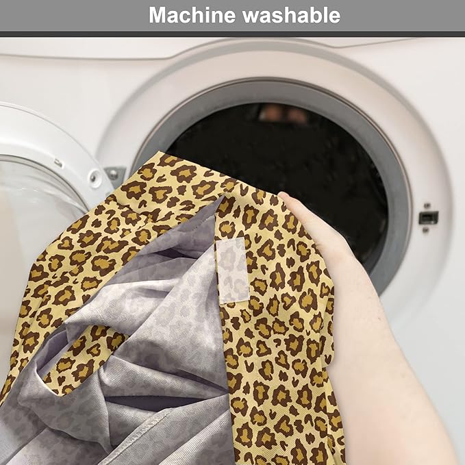 Lunarable Animal Print Dog Crate Cover, Digitally Generated Spots Classic Leopard Skin Graphic, Easy to Use Pet Kennel Cover for Medium Large Dogs, 48 Inch, Pale Camel Chocolate