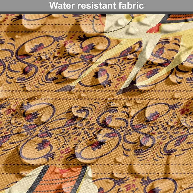 Lunarable Camel Dog Crate Cover, Traditional Pattern with Strokes Desert Animal Repetition in Folk Accessories, Easy to Use Pet Kennel Cover for Cats & Medium Dogs, 24 Inch, Apricot and Cream