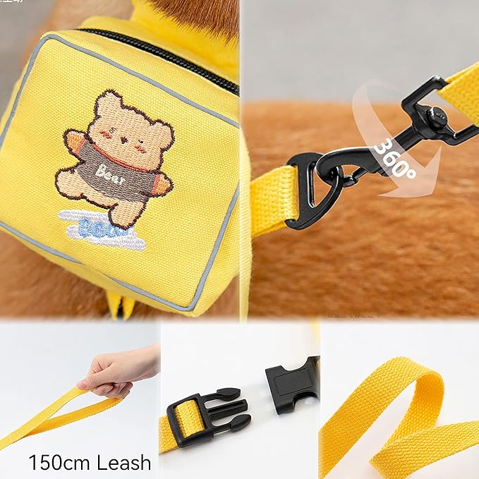 Dog Bag and Leash Set - Dog Bag Harness for Small Dogs Medium Dogs- Adjustable in Harness for Dogs (Medium 7-16 Ib)