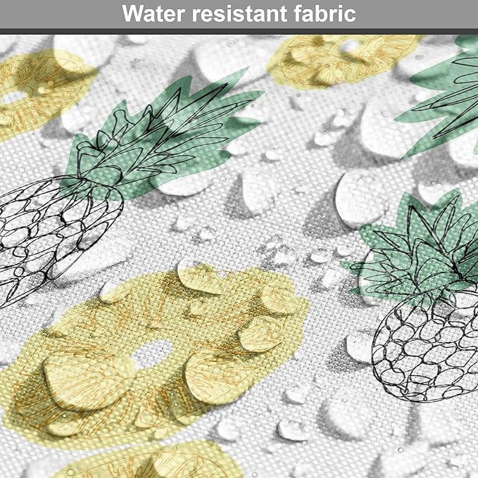 Lunarable Pineapple Dog Crate Cover, Doodle Style Whole and Sliced Pieces, Easy to Use Pet Kennel Cover for Medium Large Dogs, 36 Inch, White Yellow Jade Green