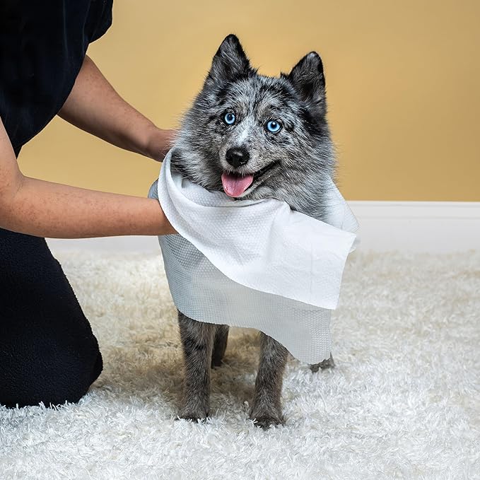 Himmy Large Pet Wipes for Dogs and Cats - 12" x 18" Bath Wipes for Cleaning, Deodorizing, Conditioning, Anti-Itch Grooming, Wet Dog Wipes for Paws, Butt, Ear, Eye, Whole Body Fresh Lemon