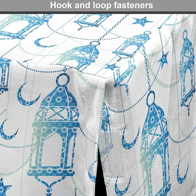 Lunarable Oriental Dog Crate Cover, Eastern Theme Celebration Pale Toned Composition Folkloric Look Print, Easy to Use Pet Kennel Cover for Medium Large Dogs, 42 Inch, Pale Green White Blue