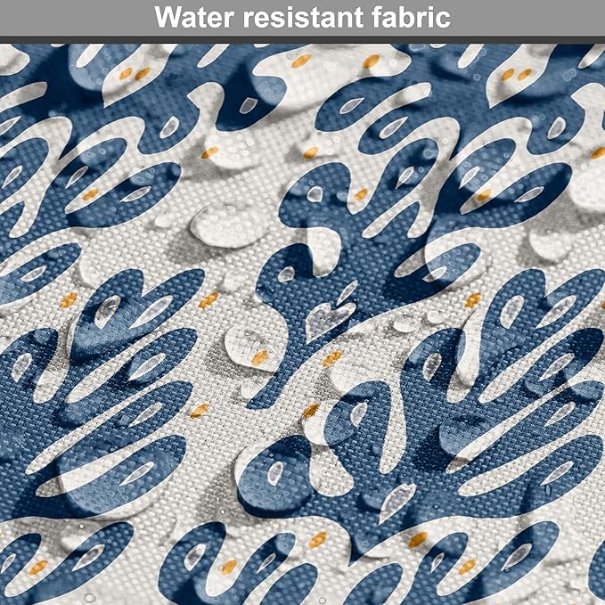 Lunarable Contemporary Blue Dog Crate Cover, Abstract Coral Inspired Motifs with Dots Around, Easy to Use Pet Kennel Cover for Medium Large Dogs, 42 Inch, Pale Eggshell Night Blue