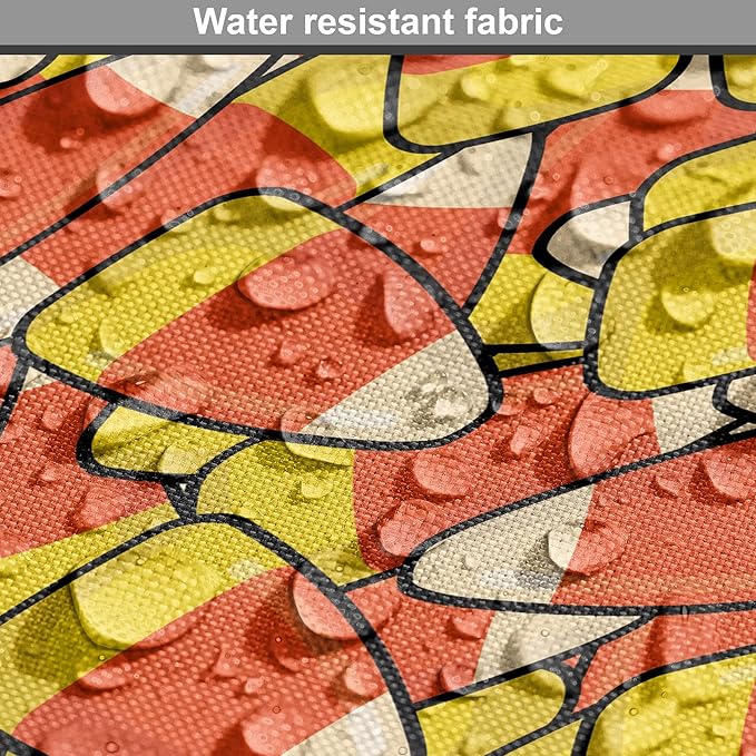 Lunarable Candy Corn Dog Crate Cover, Continuous Illustration of Cartoon Style Traditional Halloween Items, Easy to Use Pet Kennel Cover for Cats & Medium Dogs, 24 Inch, Vermilion Mustard