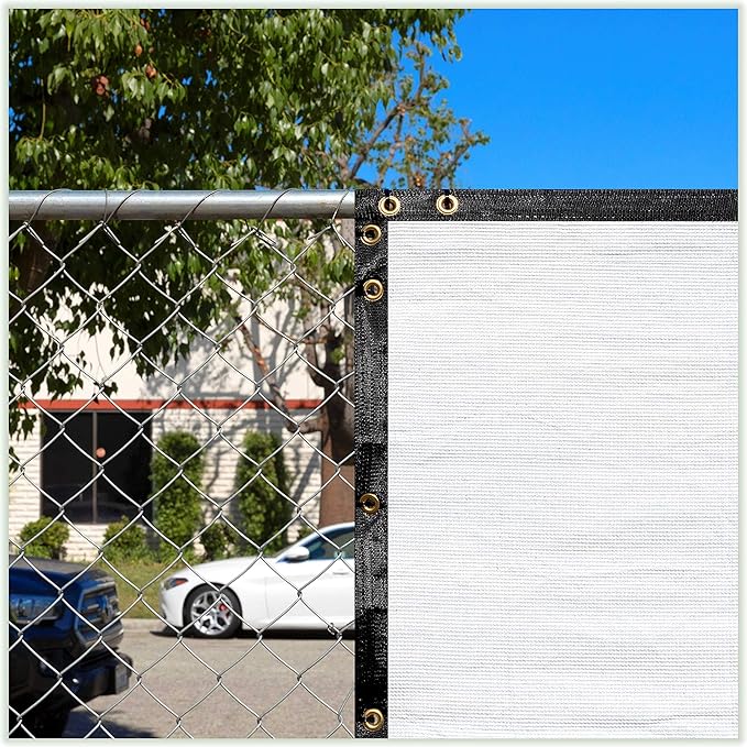ColourTree 7' x 10' White Custom Size Shade Cloth with Grommets - 90% Sunblock, Durable Mesh Fabric Tarp for Dog Kennel Cover, Fence Privacy Screen, Greenhouse, Chicken Coop & Pet Playpen