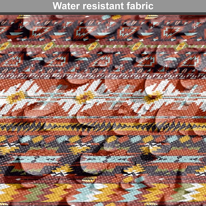 Lunarable Aztec Dog Crate Cover, Ornate Rich Motifs in Autumn Colors Geometric and Floral Design Old Tribal, Easy to Use Pet Kennel Cover for Medium Large Dogs, 42 Inch, Orange Yellow Blue