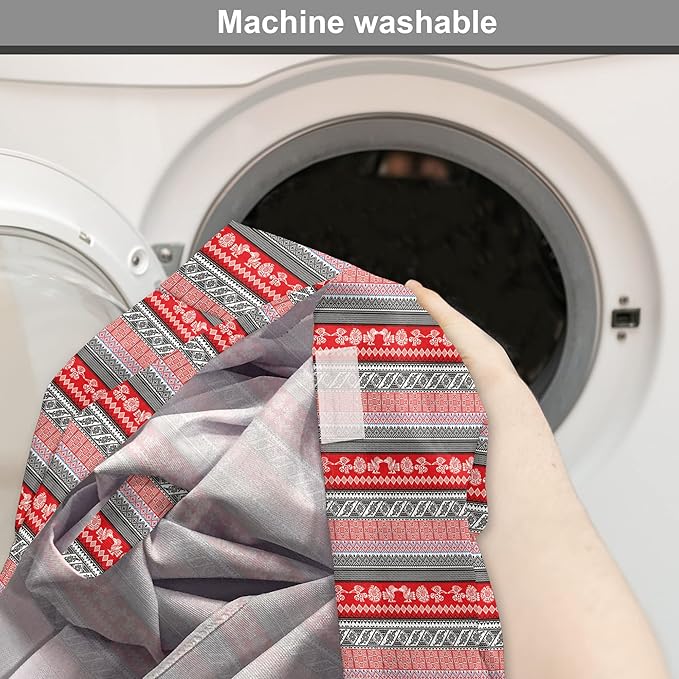 Lunarable Aztec Dog Crate Cover, Bird Motifs Abstract Indigenous Style Squares Latin American Inspired, Easy to Use Pet Kennel Cover for Small Dogs Puppies Kittens, 22 Inch, Red Black White