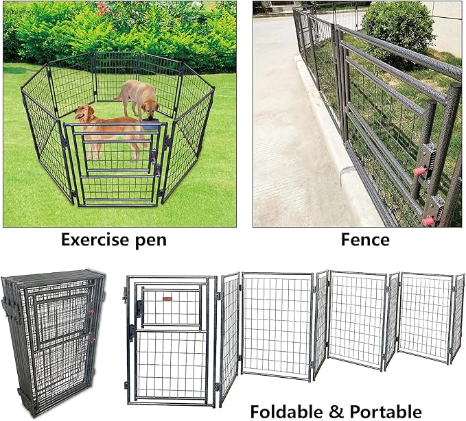 Neocraft My Pet Companion Dog Kennel with Roof Cover (4.5’) - Weather Resistant / Covered / Heavy Duty / Outdoor / Winter Welded Wire Pet Kennel for Medium Sized Dogs - Easy to Assemble