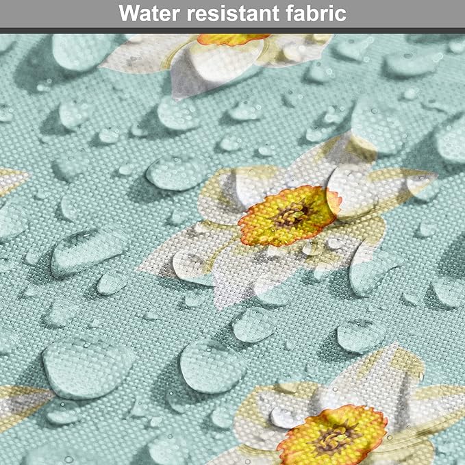 Lunarable Daffodil Dog Crate Cover, Pastel Nature Pattern with Spring Field Theme Narcissus Flower Heads, Easy to Use Pet Kennel Cover for Medium Large Dogs, 42 Inch, Seafoam Cream Yellow